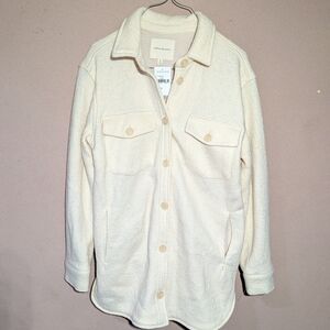 Thread & Supply Wool Cream Button-Up Shirt Jacket